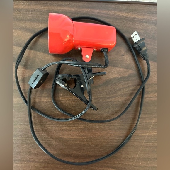 Portable Luminaire Other - VTG 5” Red Pkug-In Clip-On Desk Lamp